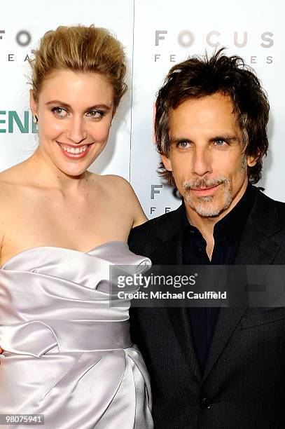 Actress Greta Gerwig and actor Ben Stiller arrive at the Los Angeles Premiere of "Greenberg" at ArcLight Cinemas on March 18, 2010 in Hollywood,...