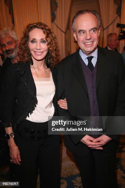 French Culture Minister Frederic Mitterrand and Marisa Berenson attend the 30th Salon du Livre cocktail party at Ministere de la Culture on March 26,...