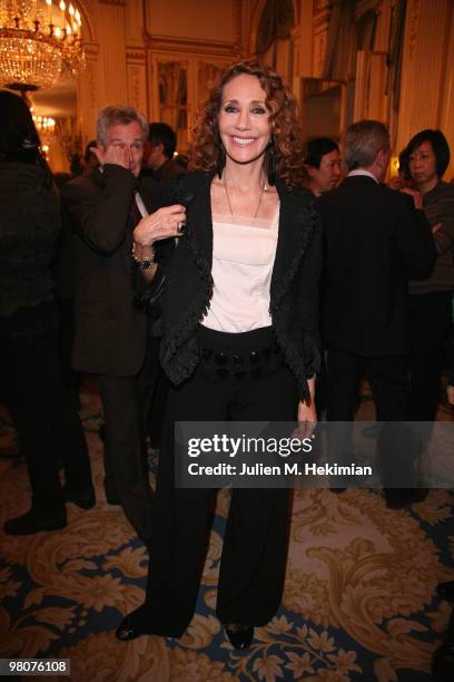 Marisa Berenson attends the 30th Salon du Livre cocktail party at Ministere de la Culture on March 26, 2010 in Paris, France.