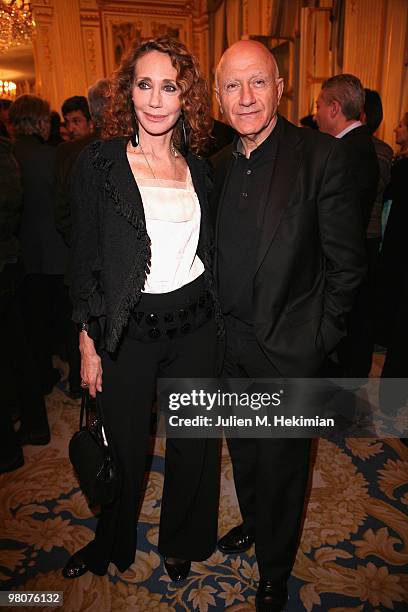 Marisa Berenson and guest attend the 30th Salon du Livre cocktail party at Ministere de la Culture on March 26, 2010 in Paris, France.