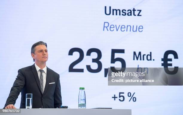 Dpatop - Porsche AG deputy chairman Oliver Blume speaks during an annual press conference to present his company's figures from the year 2017, in...