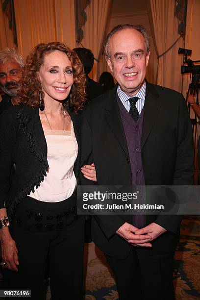French Culture Minister Frederic Mitterrand and Marisa Berenson attend the 30th Salon du Livre cocktail party at Ministere de la Culture on March 26,...