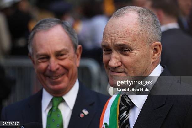 Mayor Michael Bloomberg and Police Commissioner Raymond Kelly attend the 249th New York City St. Patrick's Day Parade on March 17, 2010 in New York...