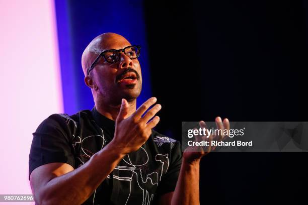 Common speaks during the 'Hollywood Meets Madison Ave' Blk-Ops session during the Cannes Lions Festival 2018 on June 21, 2018 in Cannes, France.