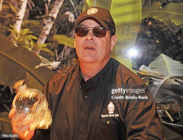 Dan Aykroyd promotes Crystal Head Vodka at Joe's Canal Discount Liquor on March 19, 2010 in Woodbridge, New Jersey.