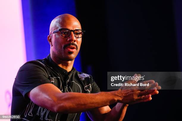 Common speaks during the 'Hollywood Meets Madison Ave' Blk-Ops session during the Cannes Lions Festival 2018 on June 21, 2018 in Cannes, France.