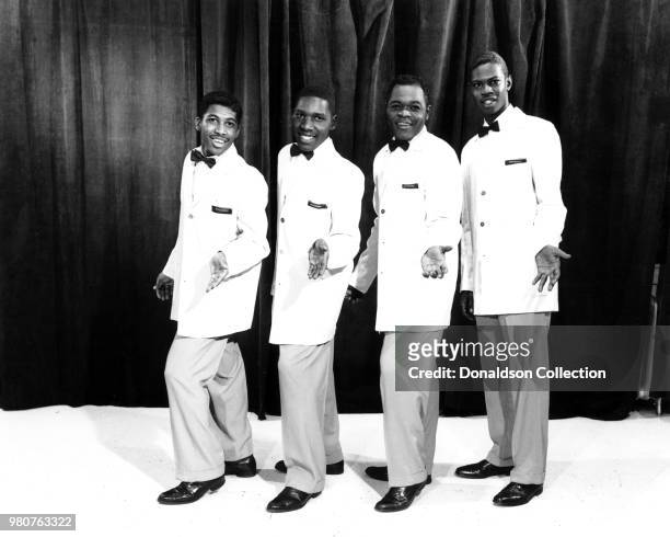 Ben E. King, Charlie Thomas, Dock Green, Elsbeary Hobbs of the doo wop group 'The Drifters' pose for a porrait in 1959 in New York, New York.