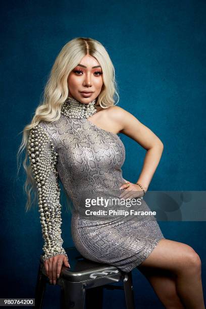 Nikita Dragun poses for a portrait at the Getty Images Portrait Studio at the 9th Annual VidCon US at Anaheim Convention Center on June 21, 2018 in...