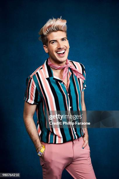 Joey Graceffa poses for a portrait at the Getty Images Portrait Studio at the 9th Annual VidCon US at Anaheim Convention Center on June 21, 2018 in...