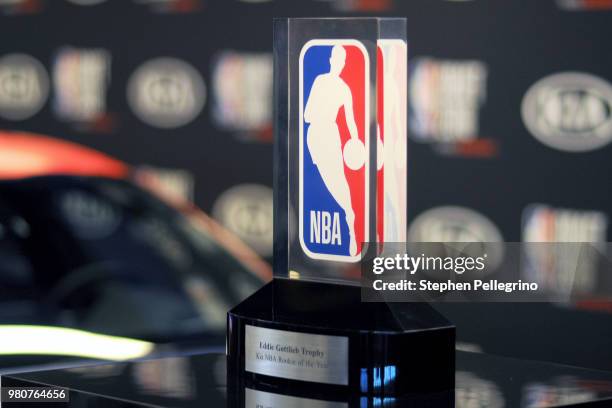 The Eddie Gottlieb Trophy for the Kia NBA Rookie of the Year seen at the 2018 NBA Draft on June 21, 2018 at the Barclays Center in Brooklyn, New...