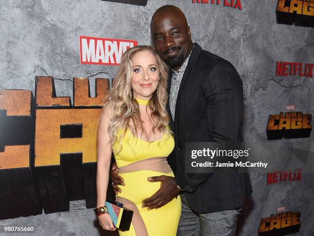 Mike Colter and Iva Colter attend the "Luke Cage" Season 2 premiere at The Edison Ballroom on June 21, 2018 in New York City.