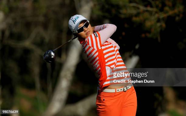 Hee Kyung Seo of South Korea hits her tee shot on the seventh hole during the second round of the Kia Classic Presented by J Golf at La Costa Resort...