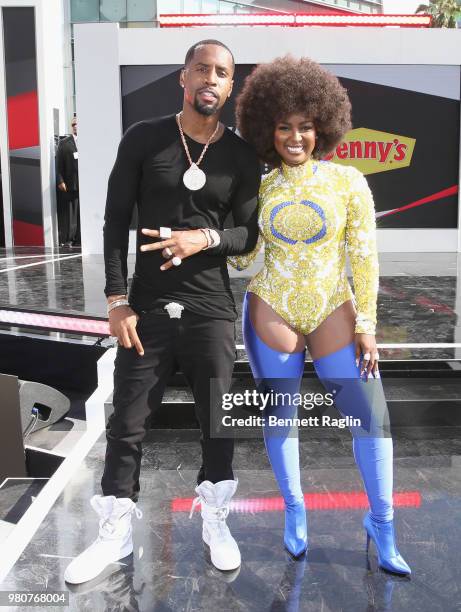 Safaree Samuels and Amara La Negra attend BETX Live!, presented by Denny's, during the 2018 BET Experience at Microsoft Square at L.A. Live on June...