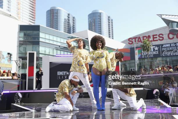 Amara La Negra performs onstage during BETX Live!, presented by Denny's, during the 2018 BET Experience at Microsoft Square at L.A. Live on June 21,...
