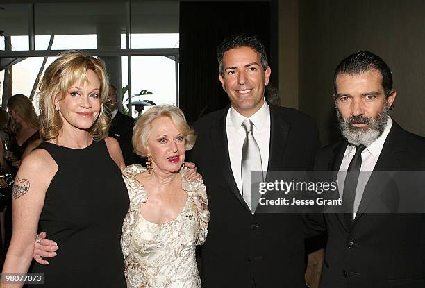Actresses Melanie Griffith and Tippi Hedren, president of The Humane Society of the United States Wayne Pacelle and actor Antonio Banderas attend the...