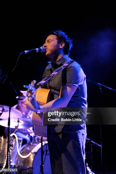 Olly Knights of Turin Brakes performs at Shepherds Bush Empire on March 26, 2010 in London, England.
