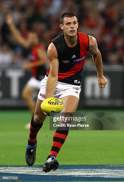 Brent Stanton of the Bombers in action during the round one AFL match between the Geelong Cats and the Essendon Bombers at Melbourne Cricket Ground...