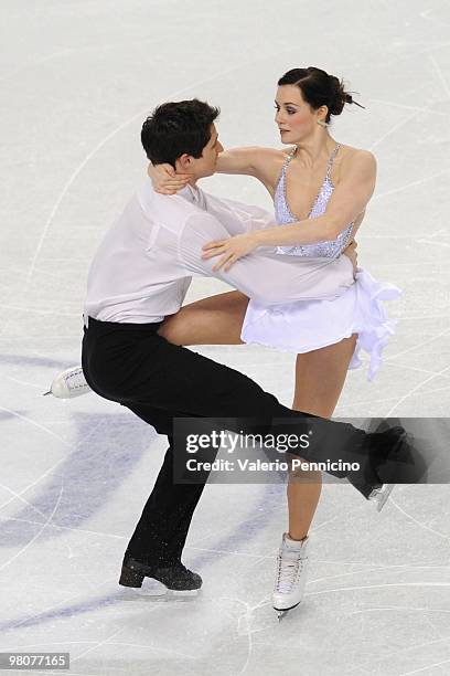 Tessa Virtue and Scott Moir of Canada compete during the Ice Dance Free Dance at the 2010 ISU World Figure Skating Championshipson March 26, 2010 in...