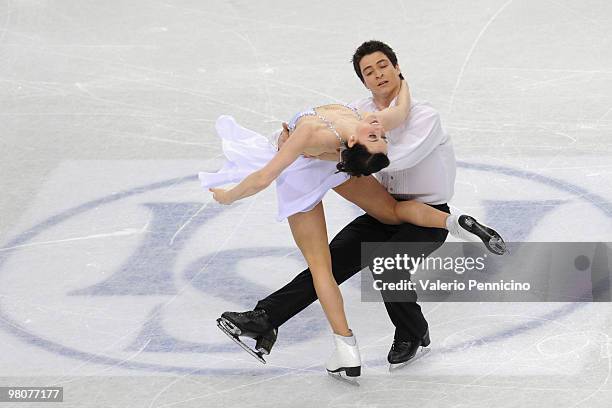 Tessa Virtue and Scott Moir of Canada compete during the Ice Dance Free Dance at the 2010 ISU World Figure Skating Championshipson March 26, 2010 in...