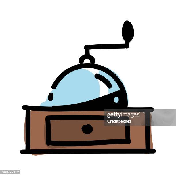 vintage coffee grinder icon - making espresso stock illustrations