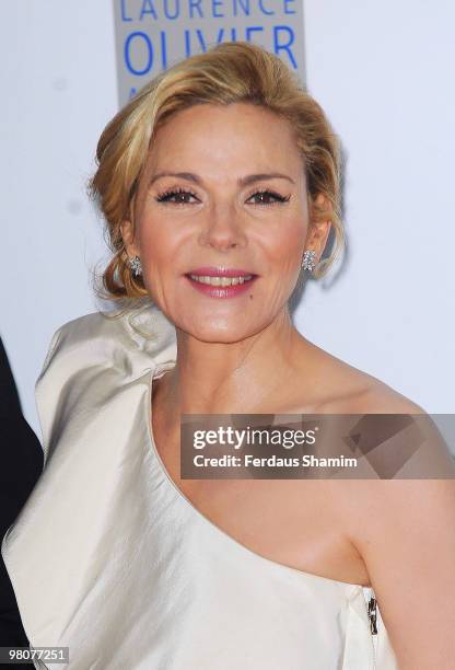 Kim Cattrall attends The Laurence Olivier Awards at The Grosvenor House Hotel on March 21, 2010 in London, England.