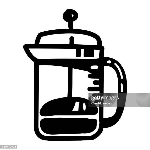 french press coffee icon - making coffee stock illustrations