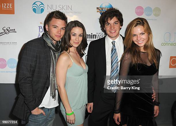 Actor Brett Davern, Tricia Vansant, actor Jake White and actress Kaili Thorne attend "Celebrate 5 Decades Of Music" Benefit For The Homeless For "Out...