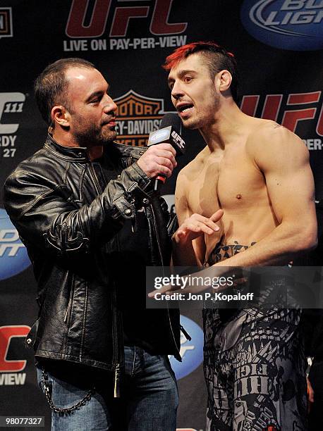 Broadcaster Joe Rogan chats with UFC fighter Dan Hardy about his fight against UFC fighter Georges St-Pierre for the Championship Welterweight title...