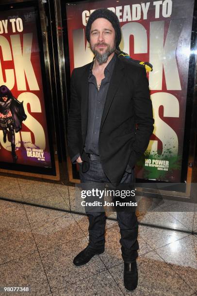 Producer Brad Pitt attends the 'Kick Ass' European film premiere at the Empire, Leicester Square on March 22, 2010 in London, England.