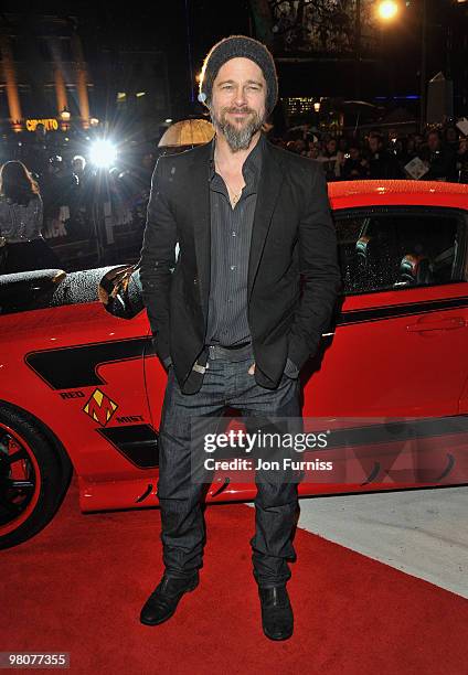 Producer Brad Pitt attends the 'Kick Ass' European film premiere at the Empire, Leicester Square on March 22, 2010 in London, England.