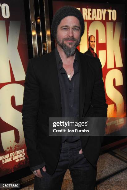 Producer Brad Pitt attends the 'Kick Ass' European film premiere at the Empire, Leicester Square on March 22, 2010 in London, England.