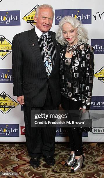 Former astronaut Buzz Aldrin and his wife Lois Aldrin attend the Starlight Children's Foundation's annual 2010 "A Stellar Night" gala at the Hyatt...