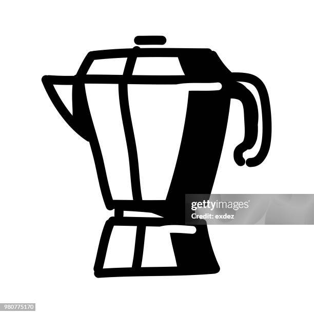 stockillustraties, clipart, cartoons en iconen met moka pot koffie-/ theevoorzieningen-pictogram - moka pot