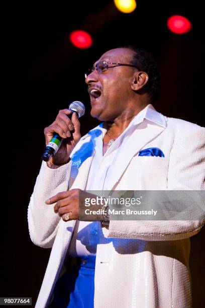 Lawrence Roquel Payton Jr, Theo Peoples, Ronnie McNeir and Abdul Duke Fakir of The Four Tops perform at the O2 Arena on March 26, 2010 in London,...