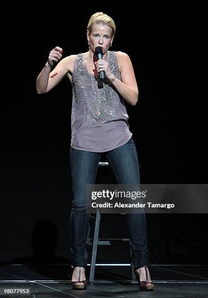 Chelsea Handler performs at Fillmore Miami Beach on March 26, 2010 in Miami Beach, Florida.