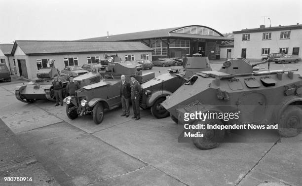 Irish Army Cavalry Corps workshop,1937 Landsverk Tank, 1939 Landsverk Armoured Car, Michael Collins' Rolls-Royce Armoured Car, 1942 Ford Armoured Car...
