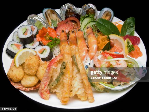 japanese seafood platter - seafood platter stock pictures, royalty-free photos & images