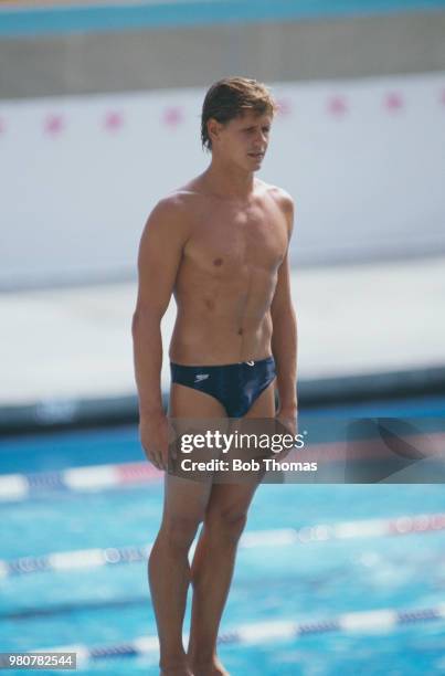 English diver Chris Snode competes for the Great Britain team to finish in 7th place in the Men's 10 metre platform and 5th place in the 3 metre...