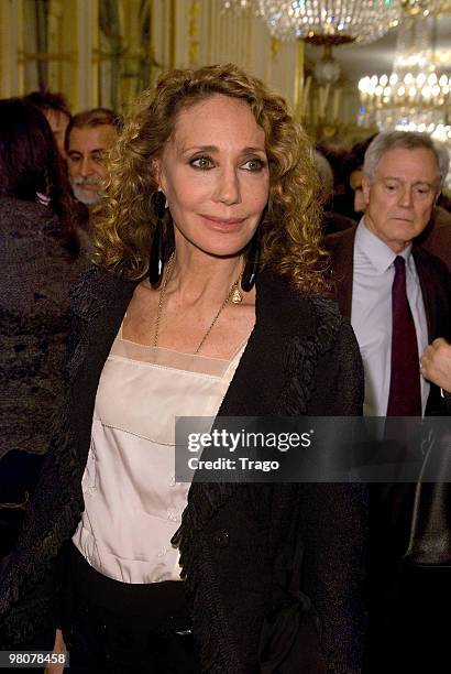 Marisa Berenson attends the 30th Salon du Livre cocktail party at Ministere de la Culture on March 26, 2010 in Paris, France.