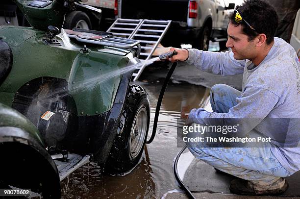 Josh Sheintal washed his ATV outside of the West Lanham Hills Volunteer Fire Station on March 20, 2010 in Hyattsville, MD.