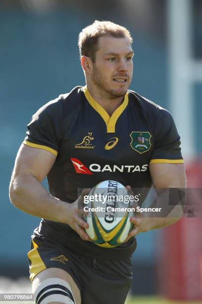 David Pocock of the Wallabies runs the ball during the Australian Wallabies captain's run at Allianz Stadium on June 22, 2018 in Sydney, Australia.