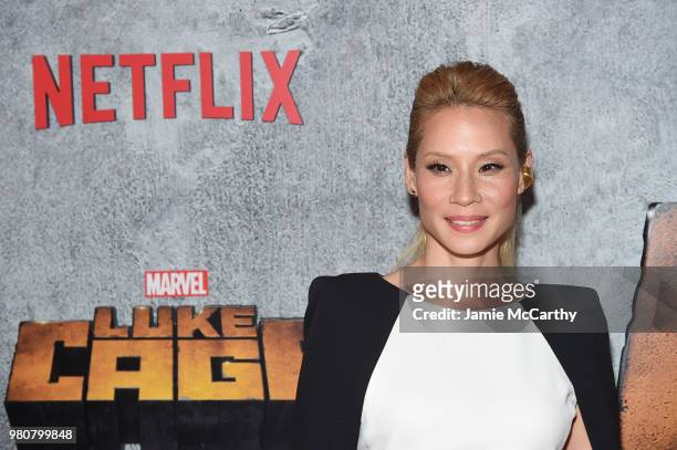 Lucy Liu attends the "Luke Cage" Season 2 premiere at The Edison Ballroom on June 21, 2018 in New York City.