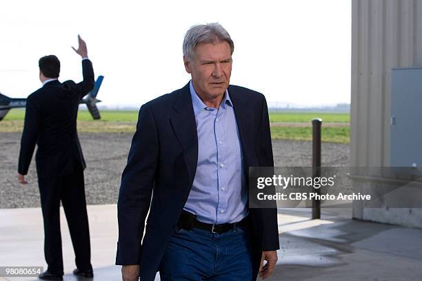 At far left: Brendan Fraser as John Crowley waves while at close center, Harrison Ford as Dr. Stonehill in CBS Films' Extraordinary Measures.