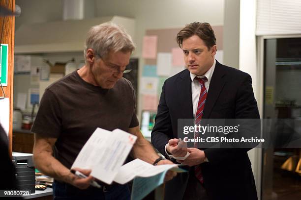 From left: Harrison Ford as Dr. Stonehill and Brendan Fraser as John Crowley in CBS Films' Extraordinary Measures.