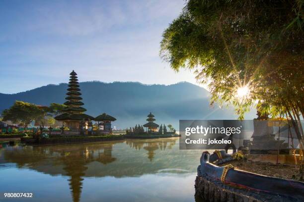 sunrise at pura ulun danu beratan bali - bedugal stock pictures, royalty-free photos & images