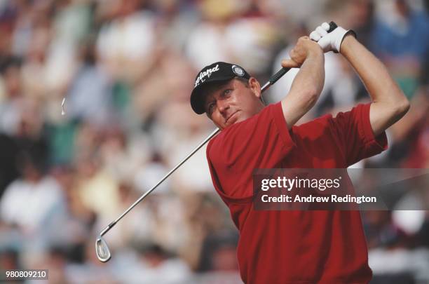 Mark Brooks of the United States follows his shot during the 130th Open Championship on 20 July 2001 at the Royal Lytham & St Annes Golf Club in...