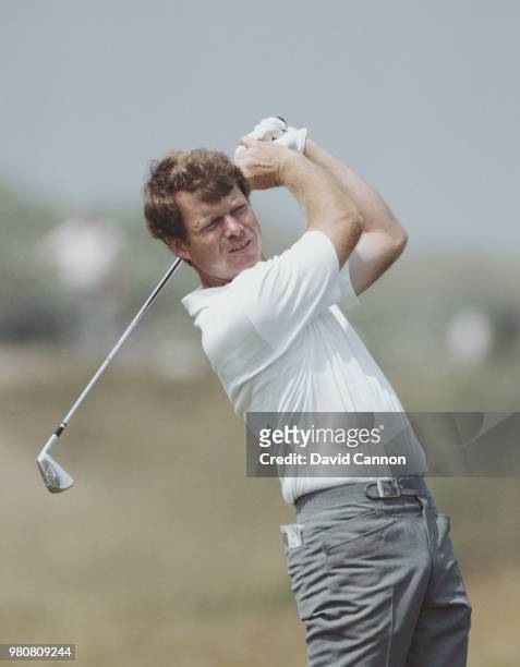 Tom Watson of the United States follows his ball onto the green on his way to winning the 112th Open golf championship on 14 July 1983 at Royal...