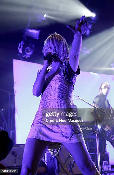 Emily Haines of Metric performs at The Hollywood Palladium on March 26, 2010 in Hollywood, California.