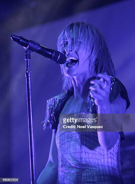 Emily Haines of Metric performs at The Hollywood Palladium on March 26, 2010 in Hollywood, California.