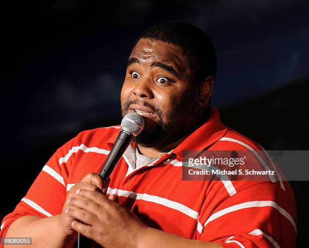 Comedian Quincy Weekley performs at The Ice House Comedy Club on March 26, 2010 in Pasadena, California.